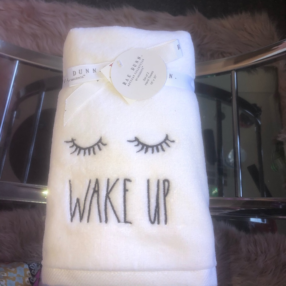 Rae dunn white set of 2 hand towels